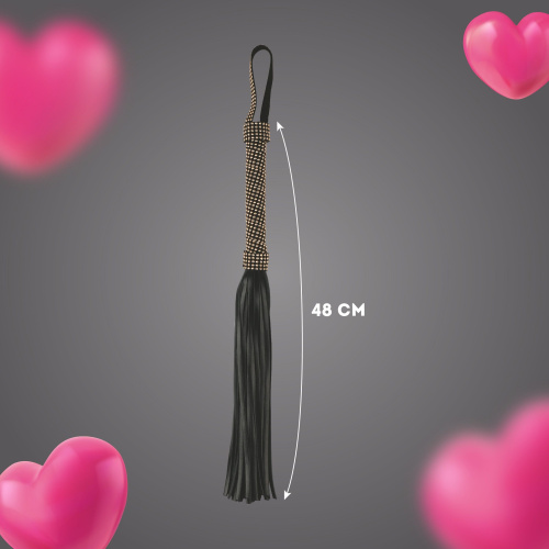 Черная плеть с заклепками на рукояти - 48 см. фото 5 Черная плеть с заклепками на рукояти - 48 см. фото 5