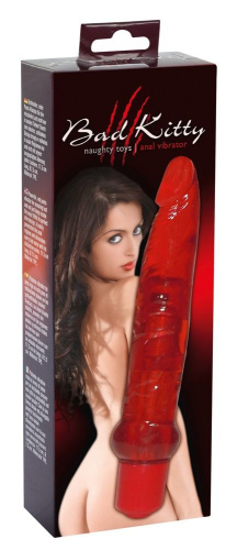 Красный тонкий вибратор - 17,5 см. фото 2