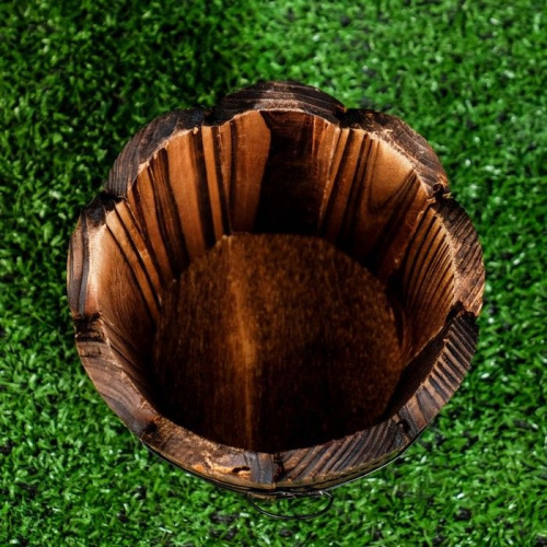 Деревянное кашпо  Круглое  (12х10 см) фото 4