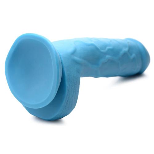 Голубой фаллоимитатор на присоске 8.25  Dildo with Balls - 22,8 см. фото 4