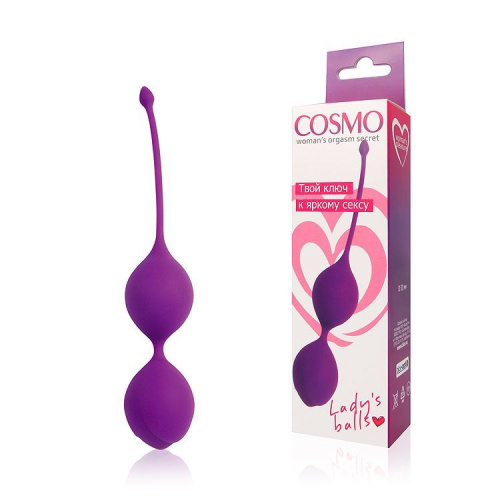 Фиолетовые двойные вагинальные шарики с хвостиком Cosmo фото 2