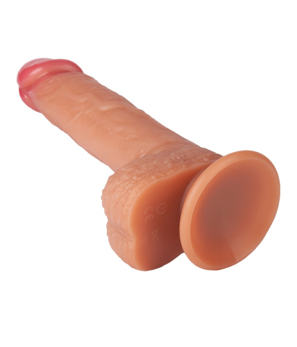 Телесный реалистичный фаллоимитатор из двухслойного силикона - 21,5 см. фото 5