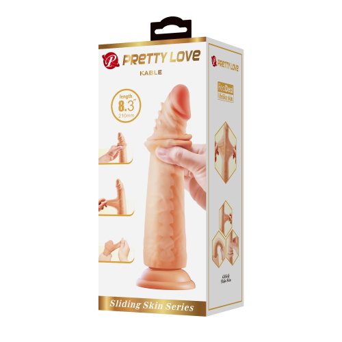 Телесный фаллоимитатор с эффектом скользящей кожи Kable - 21 см. фото 5