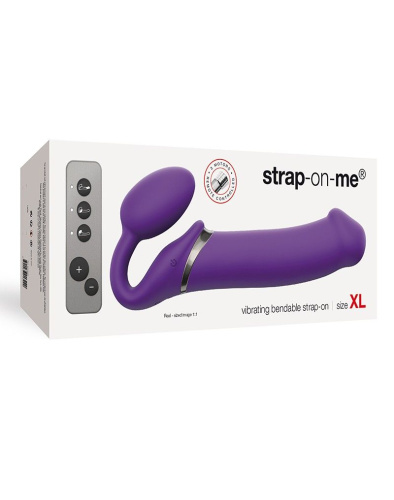 Фиолетовый безремневой вибрострапон Silicone Bendable Strap-On - size XL фото 6