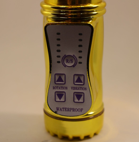 Золотистый вибратор с 24 видами вибрации и ротации - 21 см. фото 2