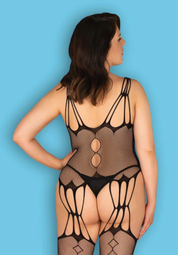Эффектный боди-комбинезон с имитацией чулок и вырезами фото 2