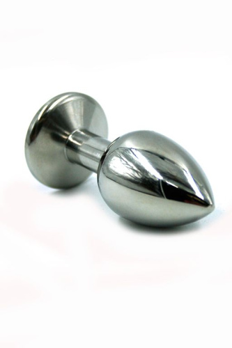 Серебристая средняя анальная пробка с фиолетовым кристаллом - 8 см. фото 2 Серебристая средняя анальная пробка с фиолетовым кристаллом - 8 см. фото 2