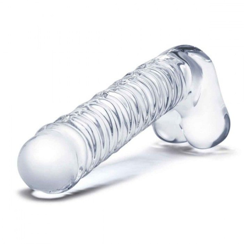 Прозрачный фаллоимитатор 8  Realistic Ribbed Glass Dildo - 20,3 см. фото 3