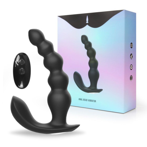 Черная анальная виброёлочка Anal Bead Vibrator с пультом ДУ фото 2