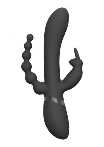 Черный анально-вагинальный вибромассажер Rini - 22,3 см. фото 3
