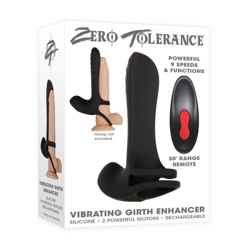 Черная насадка-эректор с пультом ДУ Vibrating Girth Enhancer фото 8