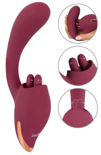 Малиновый вибратор с подвижными язычками 2 Function Vibrator - 20,6 см. фото 4