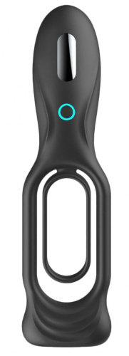 Черное двойное эрекционное виброкольцо N 88 Vibrating Rechargeable Cock Ring фото 3