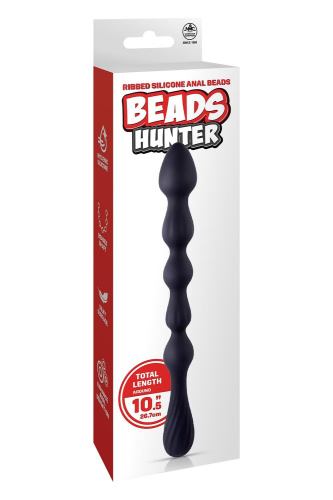 Черная анальная цепочка Hunter Beads - 26,7 см. фото 4