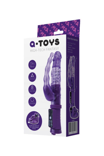 Фиолетовый анально-вагинальный вибратор на присоске A-toys фото 3