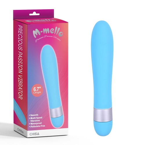 Голубой классический вибратор Precious Passion Vibrator - 17 см. фото 2