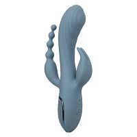 Голубой тройной вибромассажер Triple Ecstasy
