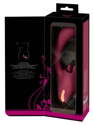 Малиновый вибратор с подвижными язычками 2 Function Vibrator - 20,6 см. фото 3