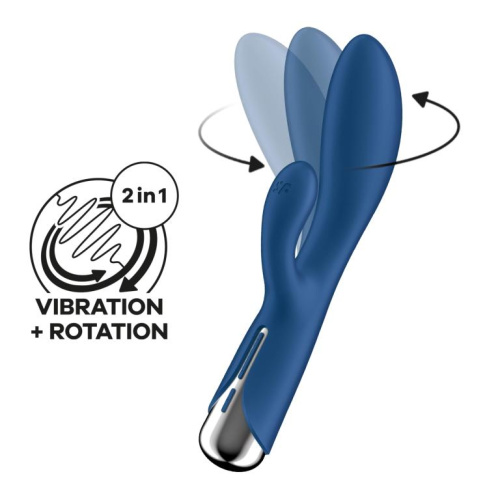 Синий вибратор-кролик с ротацией Spinning Rabbit 1 - 20 см. фото 4