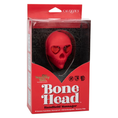 Красный вибромассажер в форме черепа Bone Head Handheld Massager фото 3