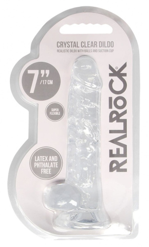 Прозрачный фаллоимитатор Realrock Crystal Clear 7 inch - 19 см. фото 3