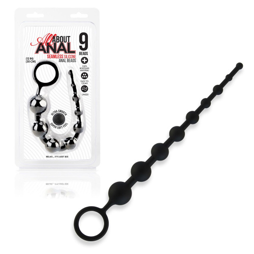 Черные силиконовые анальные бусы Silicone Anal Beads - 30 см. фото 2