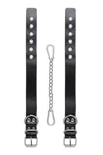 Черные оковы из одного ремешка с люверсами фото 6