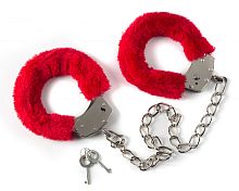 Красные меховые оковы на ноги Bondage