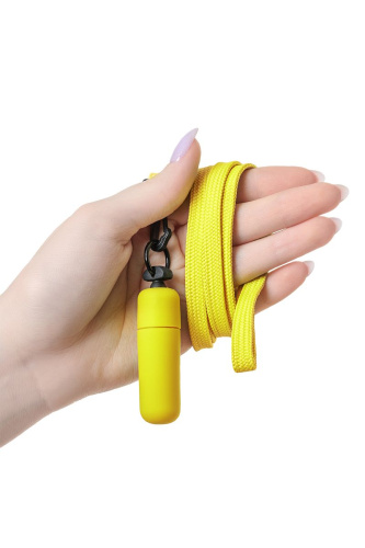 Желтая вибропуля на ремешке - 5,5 см. фото 3