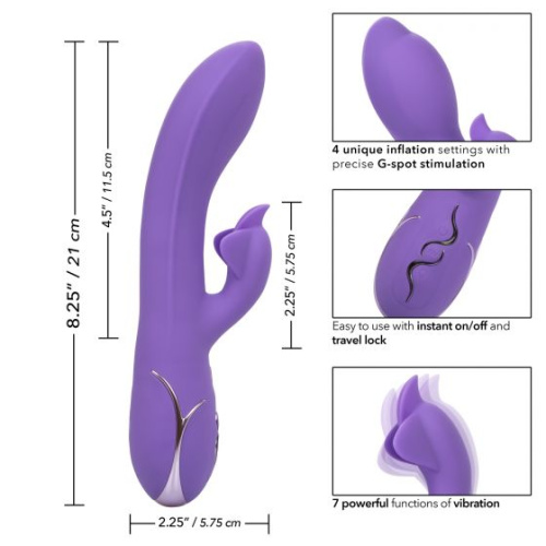 Фиолетовый вибромассажер Inflatable G-Flutter с функцией расширения - 21 см. фото 4