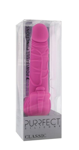 Розовый вибратор с лепестками у основания PURRFECT SILICONE CLASSIC 7INCH PINK - 18 см. фото 2