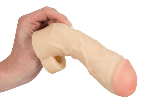Закрытая удлиняющая насадка на пенис с подхватом мошонки Thicker & Bigger Extension - 17 см. фото 6