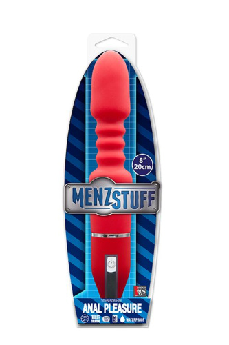 Красный анальный вибромассажёр MENZSTUFF ANAL PLEASURE VIBE - 20 см. фото 2