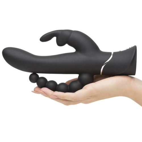 Черный перезаряжаемый вибратор Triple Curve Rechargeable Rabbit Vibrator - 25,4 см. фото 3