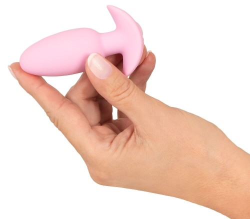Розовая анальная пробка с вибрацией Cuties Vibrating Mini Butt Plug - 8 см. фото 5