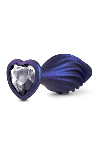 Фиолетовая анальная пробка с кристаллом-сердцем Matrix Swirling Bling Plug - 11,4 см. фото 2