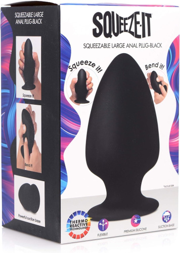 Черная мягкая анальная пробка Squeezable Large Anal Plug - 13,2 см. фото 3