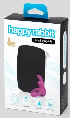 Фиолетовое эрекционное виброкольцо Happy Rabbit Cock Ring Kit фото 7