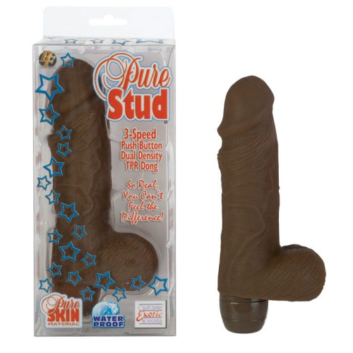 Вибромассажер коричневого цвета Pure Stud - 16 см. фото 2