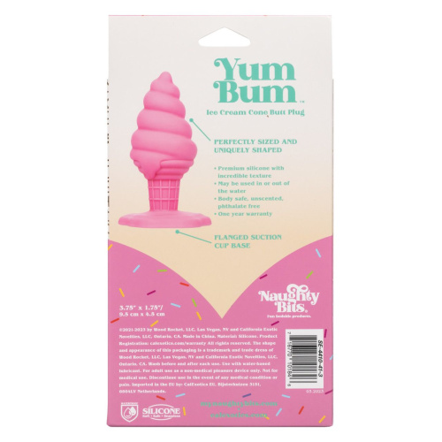 Розовая анальная пробка в виде мороженого Yum Bum Ice Cream Cone Butt Plug - 9,5 см. фото 4