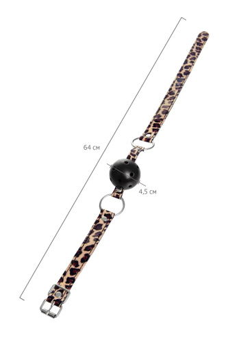 Черный кляп-шар на леопардовых ремешках Anonymo фото 6
