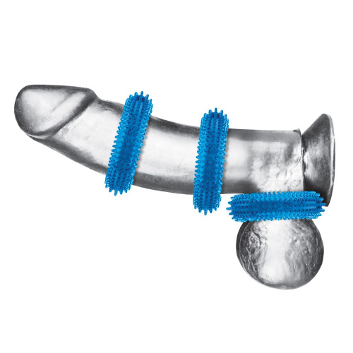 Комплект из трех голубых колец для эрекции 3-Pack Ultra-Stim Stretch Cock Rings фото 3
