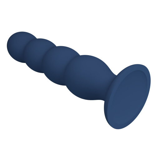 Синий анальный стимулятор со смещенным центром тяжести Silicone Anal Plug XL - 16,5 см. фото 2