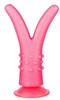 Розовый стимулятор с раздвоенным кончиком - 16 см. Розовый стимулятор с раздвоенным кончиком - 16 см.