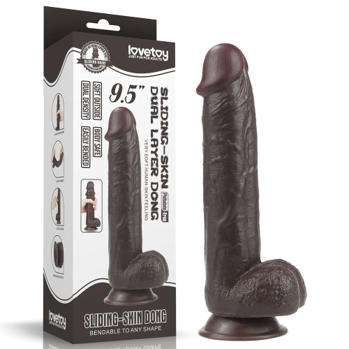 Коричневый фаллоимитатор Sliding-Skin Dong 9.5 - 24 см. фото 2