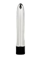 Серебристый вибратор Retro Slimline - 16 см.