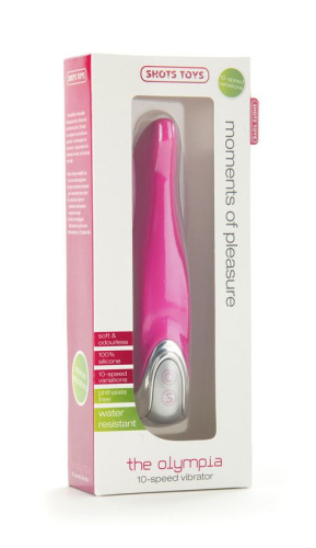 Розовый вибратор The Olympia с загнутым кончиком - 18,5 см. фото 4