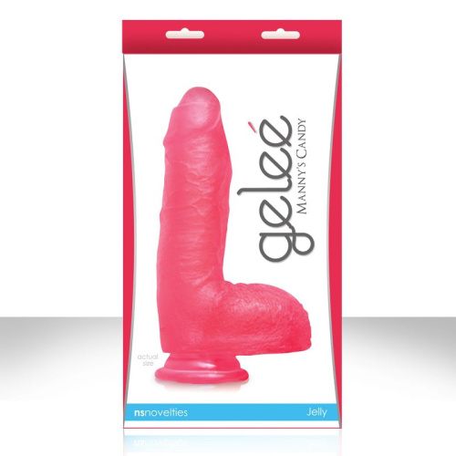 Ярко-розовый фаллоимитатор на присоске GELEE MANNYS CANDY - 22 см. фото 3