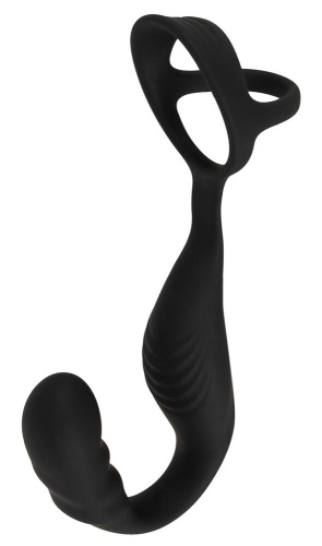 Черное эрекционное кольцо со стимуляцией промежности и анальной пробкой Cock Ring with RC Prostate Plug фото 3 Черное эрекционное кольцо со стимуляцией промежности и анальной пробкой Cock Ring with RC Prostate Plug фото 3