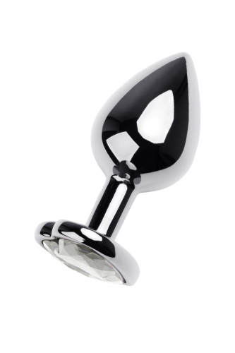 Серебристая анальная пробка с прозрачным кристаллом-сердцем - 8 см. фото 2